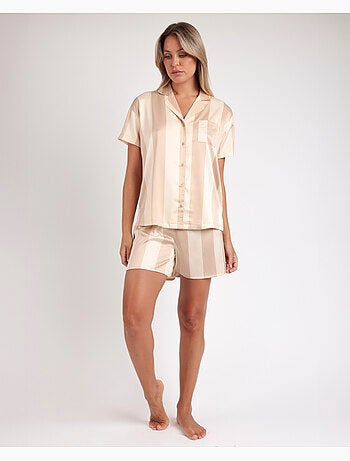 Pyjama ouvert à manches courtes et rayures de luxe pour femme ADMAS CLASSIC