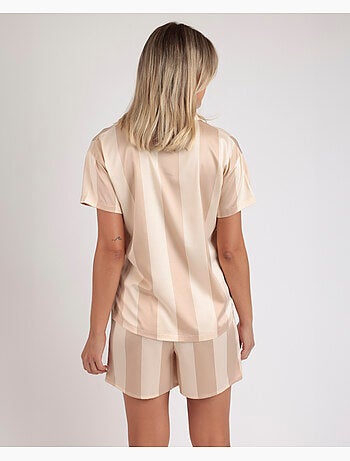 Pyjama ouvert à manches courtes et rayures de luxe pour femme ADMAS CLASSIC