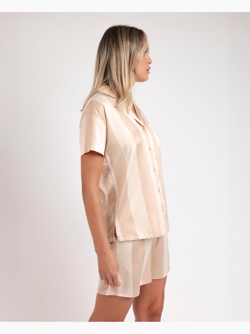 Pyjama ouvert à manches courtes et rayures de luxe pour femme ADMAS CLASSIC Or - Kiabi