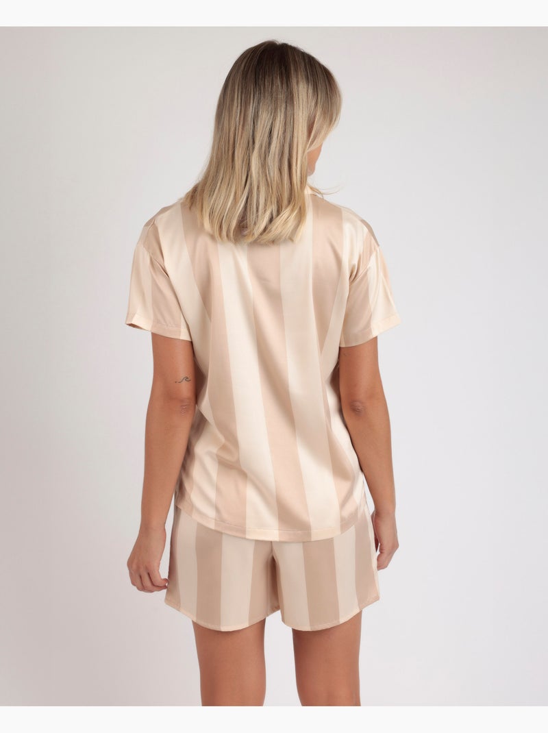 Pyjama ouvert à manches courtes et rayures de luxe pour femme ADMAS CLASSIC Or - Kiabi