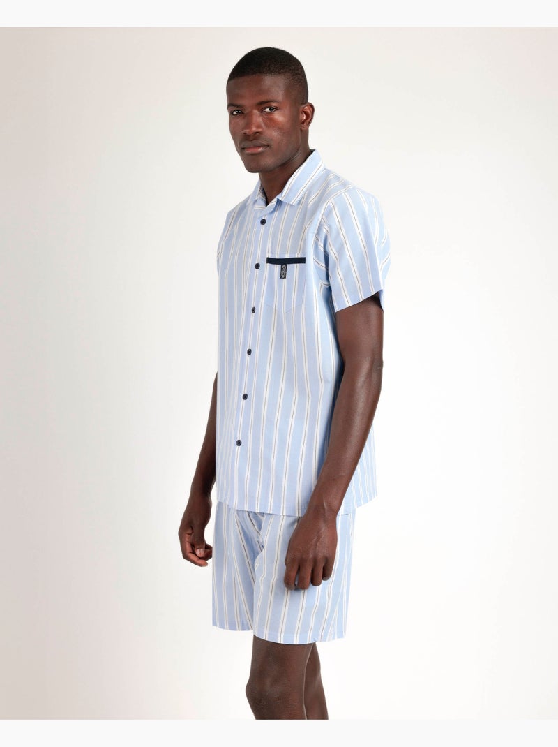 Pyjama ouvert à manches courtes et rayures pour homme ADMAS CLASSIC Bleu marine - Kiabi