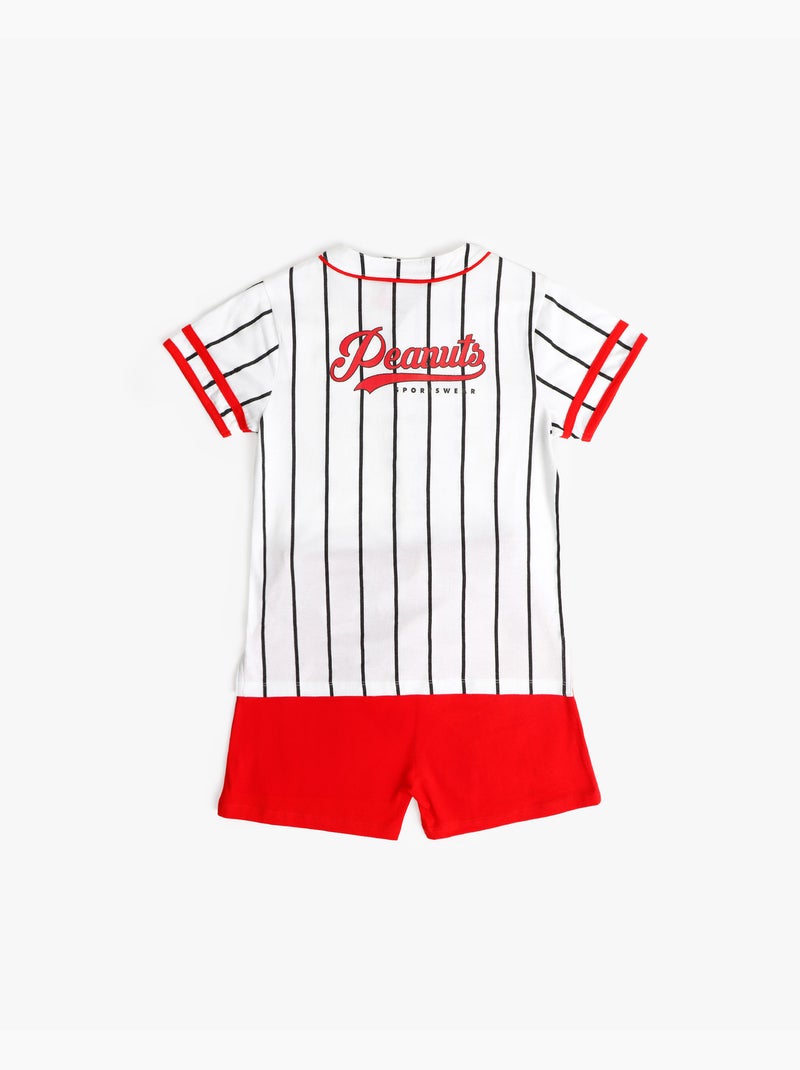 Pyjama ouvert à manches courtes PEANUTS Snoopy Strike pour garçon Blanc - Kiabi