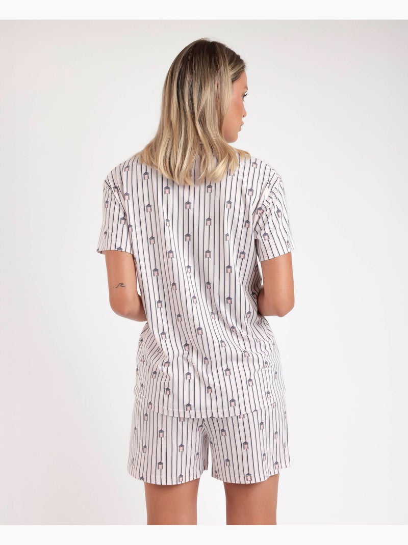 Pyjama ouvert à manches courtes pour femme ADMAS Beach Life Rose - Kiabi