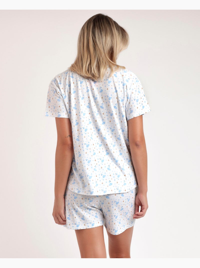 Pyjama ouvert à manches courtes pour femme ADMAS Danse avec les cygnes Bleu - Kiabi