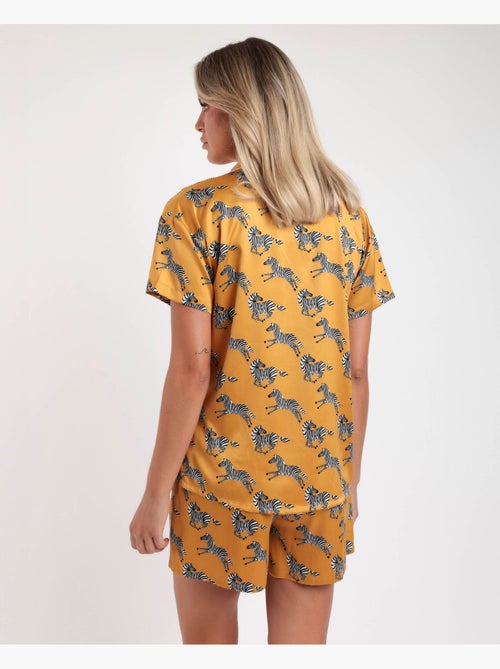 Pyjama ouvert à manches courtes pour femme ADMAS LUXURY, motif zèbre doré - Kiabi Pyjama ouvert à manches courtes pour femme ADMAS LUXURY, motif zèbre doré - Kiabi