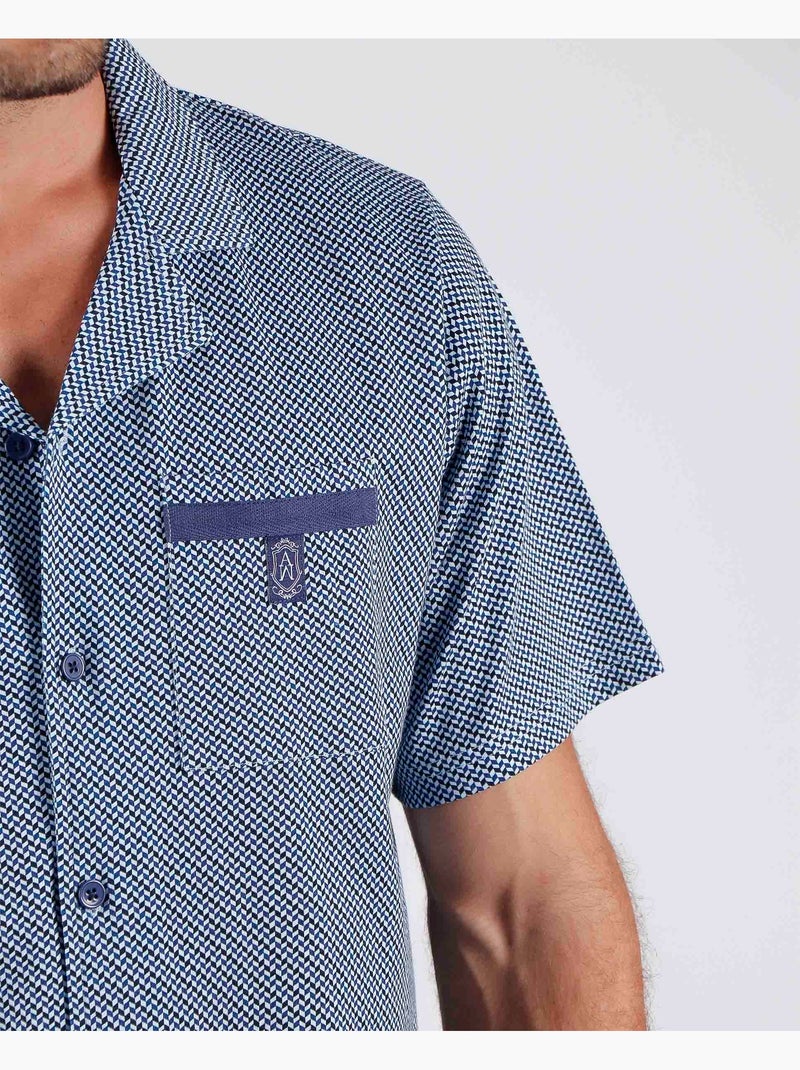 Pyjama ouvert à manches courtes pour homme ADMAS CLASSIC Mercury Bleu - Kiabi