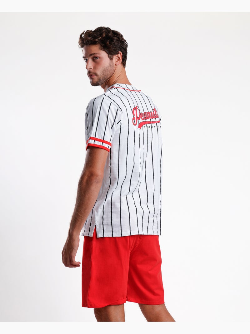 Pyjama ouvert à manches courtes Snoopy Strike pour homme de PEANUTS Blanc - Kiabi