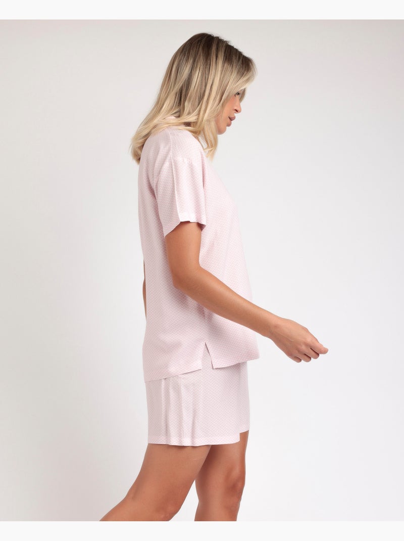 Pyjama ouvert à manches courtes Spiga classique pour femme ADMAS CLASSIC Rose - Kiabi