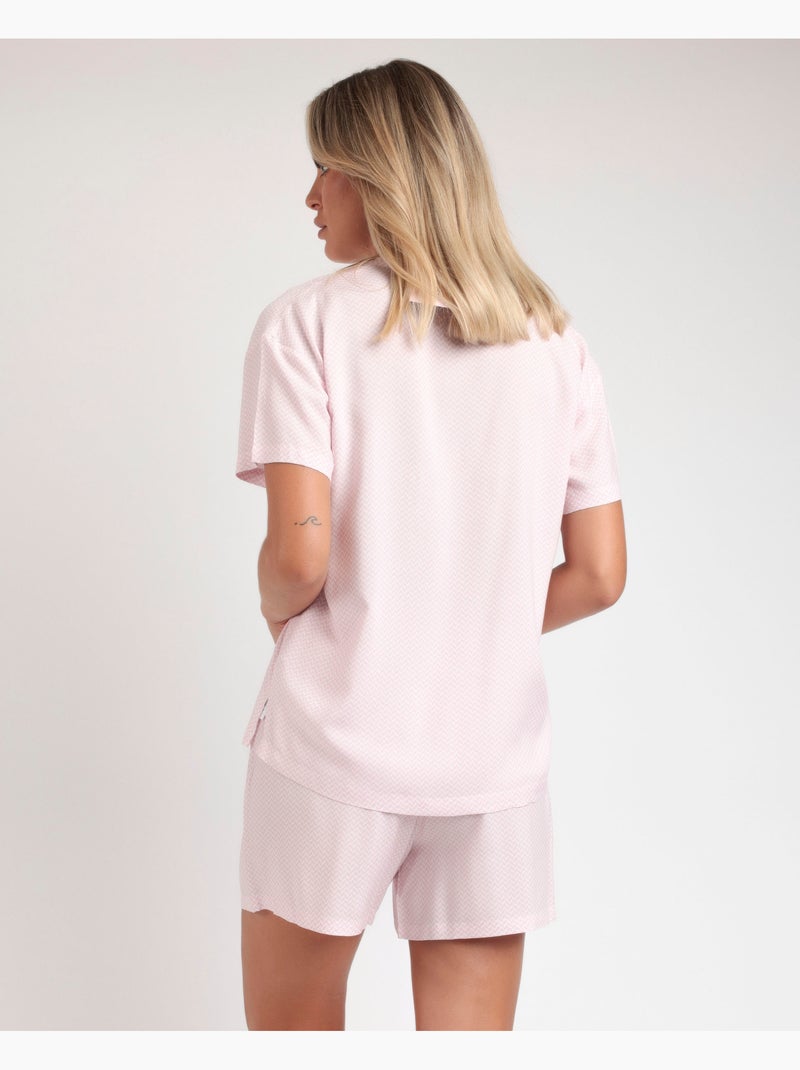 Pyjama ouvert à manches courtes Spiga classique pour femme ADMAS CLASSIC Rose - Kiabi
