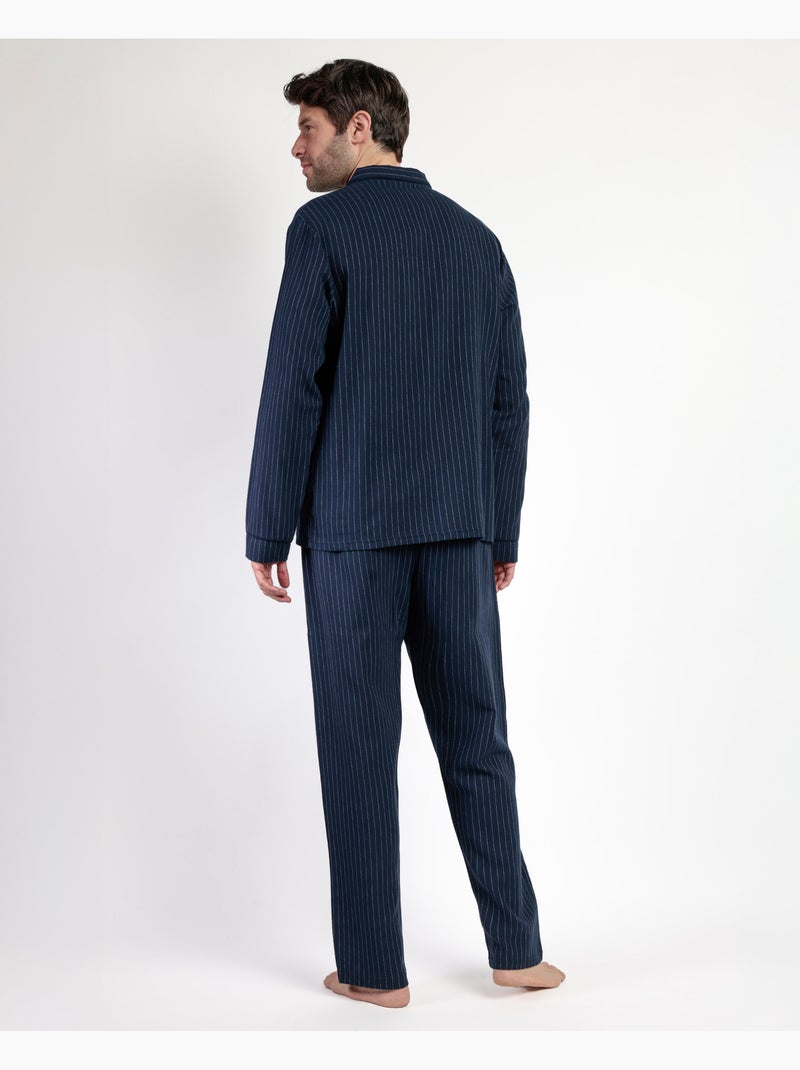 Pyjama ouvert à manches longues à rayures Miro pour homme d'Antonio Miro Bleu marine - Kiabi