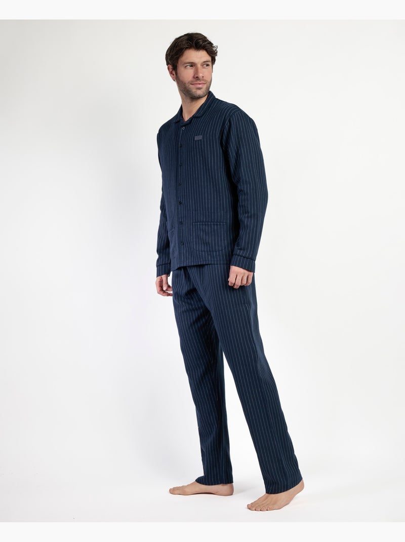 Pyjama ouvert à manches longues à rayures Miro pour homme d'Antonio Miro Bleu marine - Kiabi