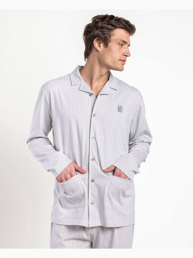 Pyjama ouvert à manches longues ADMAS CLASSIC pour homme Gris - Kiabi
