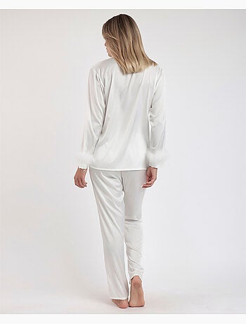 Pyjama ouvert à manches longues avec plumes Marabu Luxe pour femme ADMAS LUXURY