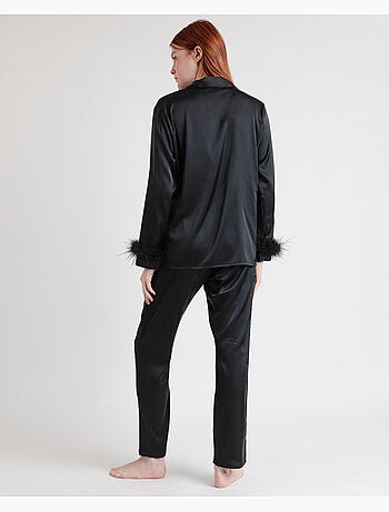 Pyjama ouvert à manches longues avec plumes Marabu Luxe pour femme ADMAS LUXURY