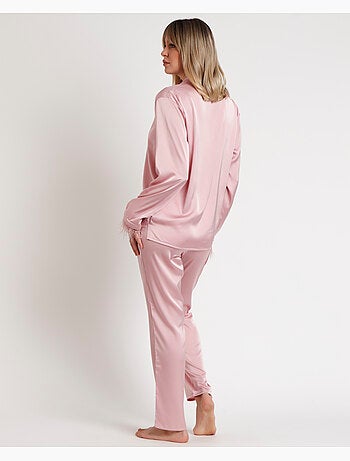 Pyjama ouvert à manches longues avec plumes Marabu Luxe pour femme ADMAS LUXURY