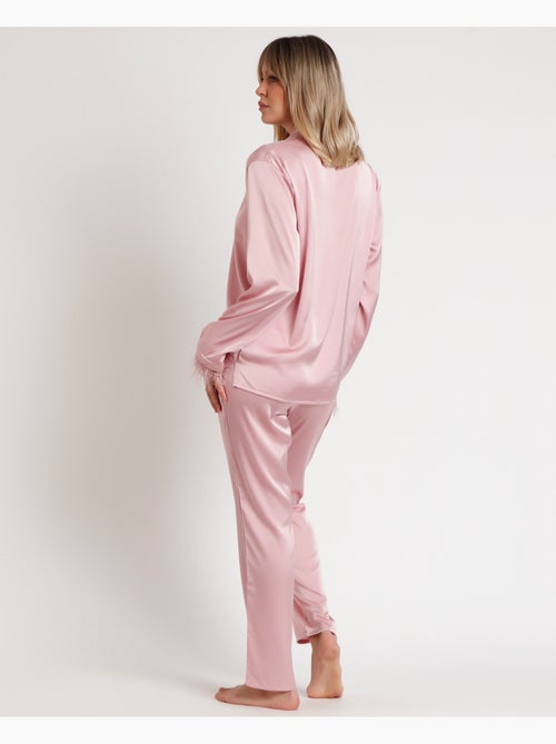 Pyjama ouvert à manches longues avec plumes Marabu Luxe pour femme ADMAS LUXURY - Kiabi Pyjama ouvert à manches longues avec plumes Marabu Luxe pour femme ADMAS LUXURY - Kiabi