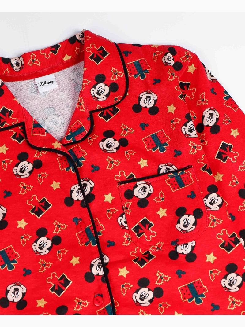 Pyjama ouvert à manches longues Disney Mickey Noël pour fille Rouge - Kiabi