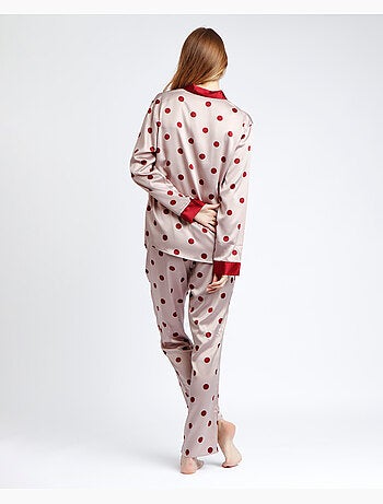 Pyjama ouvert à manches longues en satin à pois élégants pour femme ADMAS CLASSIC