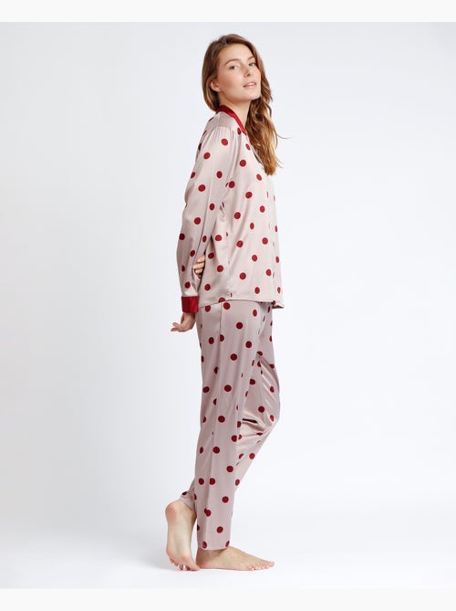 Pyjama ouvert à manches longues en satin à pois élégants pour femme ADMAS CLASSIC - Kiabi