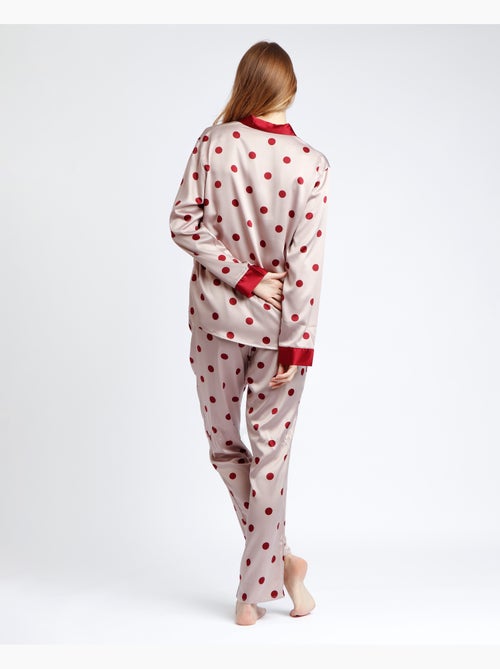 Pyjama ouvert à manches longues en satin à pois élégants pour femme ADMAS CLASSIC - Kiabi