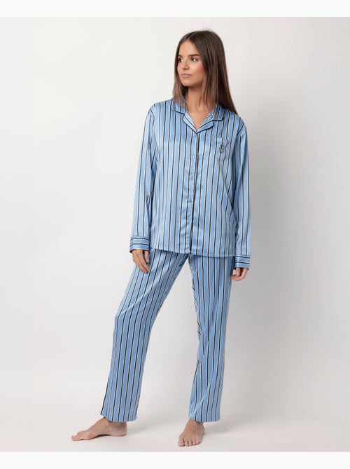 Pyjama ouvert à manches longues en satin pour femme ADMAS CLASSIC - Kiabi Pyjama ouvert à manches longues en satin pour femme ADMAS CLASSIC - Kiabi