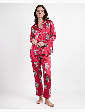Pyjama ouvert à manches longues en satin pour femme ADMAS LUXURY Jungle Fever