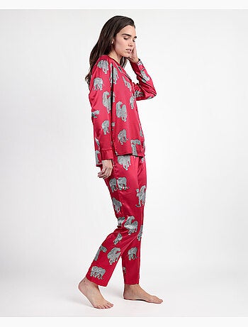 Pyjama ouvert à manches longues en satin pour femme ADMAS LUXURY Jungle Fever