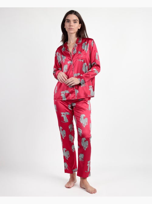 Pyjama ouvert à manches longues en satin pour femme ADMAS LUXURY Jungle Fever - Kiabi Pyjama ouvert à manches longues en satin pour femme ADMAS LUXURY Jungle Fever - Kiabi