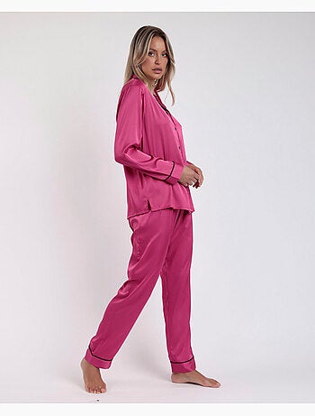 Pyjama ouvert à manches longues en satin vintage pour femme BARBIE