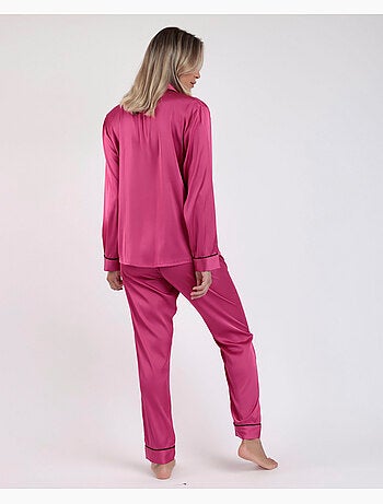 Pyjama ouvert à manches longues en satin vintage pour femme BARBIE