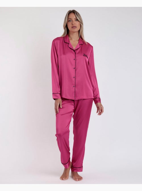 Pyjama ouvert à manches longues en satin vintage pour femme BARBIE - Kiabi