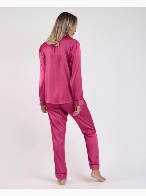 Pyjama ouvert à manches longues en satin vintage pour femme BARBIE - Kiabi