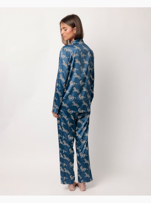 Pyjama ouvert à manches longues en satin zèbre doré pour femme ADMAS LUXURY - Kiabi Pyjama ouvert à manches longues en satin zèbre doré pour femme ADMAS LUXURY - Kiabi