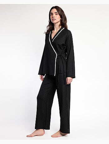 Pyjama ouvert à manches longues et point de croix pour femme ADMAS LUXURY
