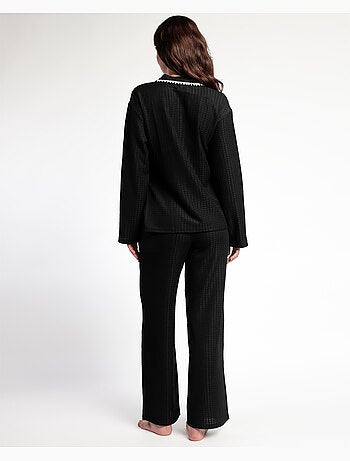 Pyjama ouvert à manches longues et point de croix pour femme ADMAS LUXURY