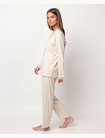 Pyjama ouvert à manches longues et pois bio pour femme ADMAS CLASSIC