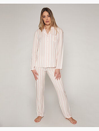 Pyjama ouvert à manches longues et rayures classiques pour femme ADMAS CLASSIC