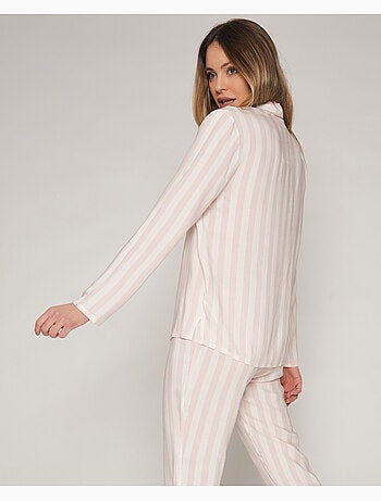 Pyjama ouvert à manches longues et rayures classiques pour femme ADMAS CLASSIC