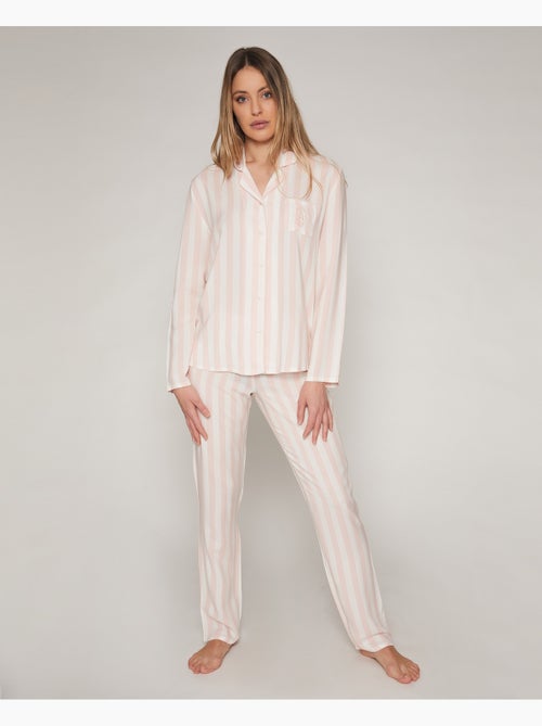Pyjama ouvert à manches longues et rayures classiques pour femme ADMAS CLASSIC - Kiabi