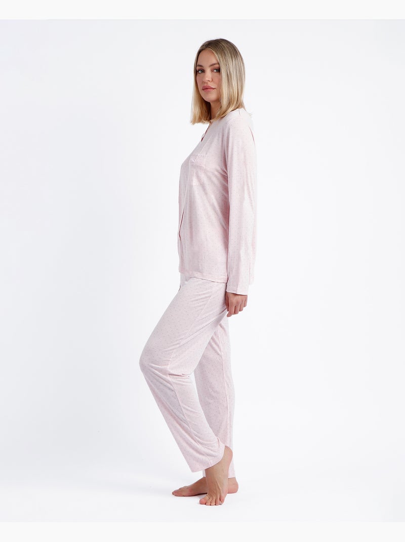 Pyjama ouvert à manches longues Goodnight pour femme ADMAS CLASSIC Rose clair - Kiabi
