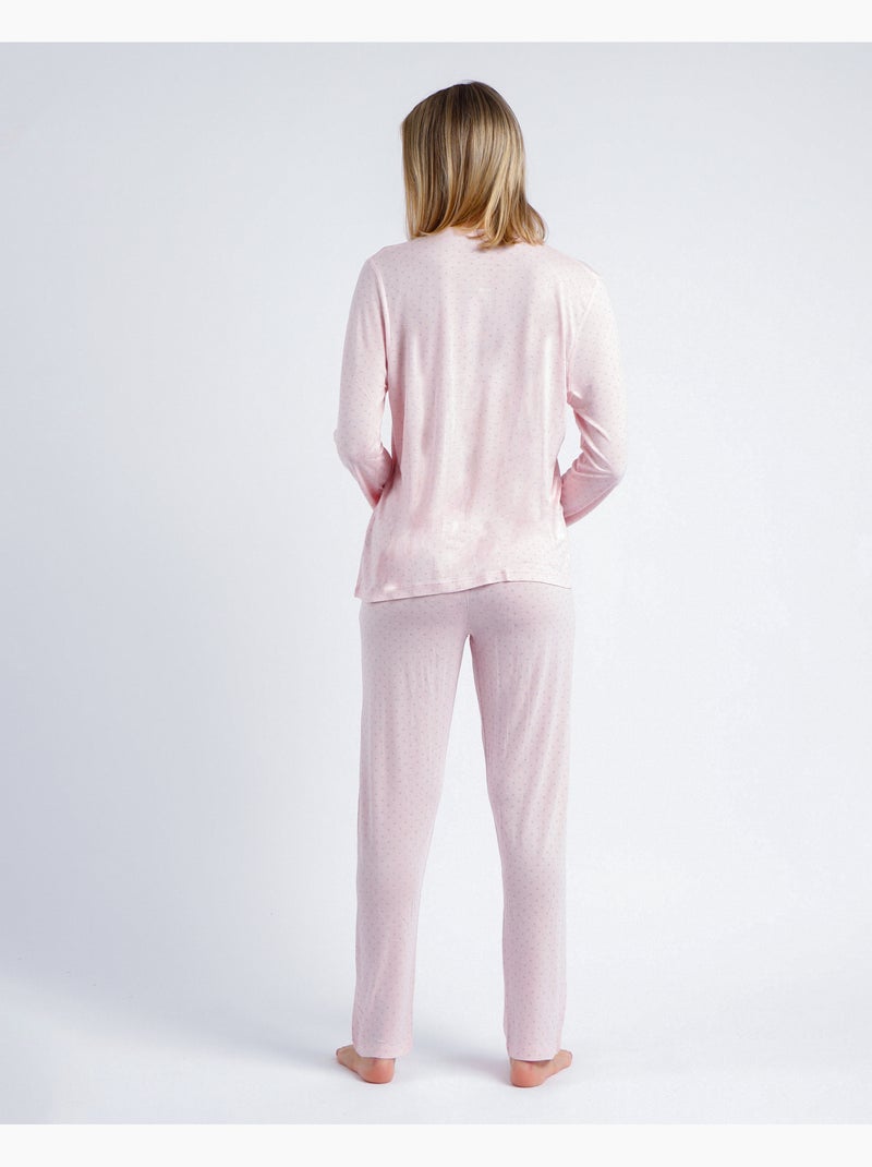 Pyjama ouvert à manches longues Goodnight pour femme ADMAS CLASSIC Rose clair - Kiabi