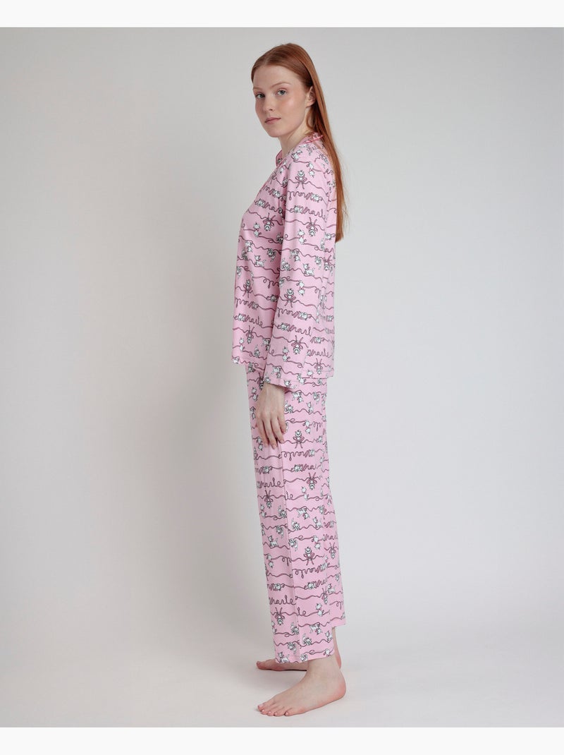 Pyjama ouvert à manches longues Marie pour femme Disney Rose - Kiabi