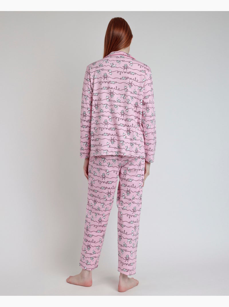 Pyjama ouvert à manches longues Marie pour femme Disney Rose - Kiabi