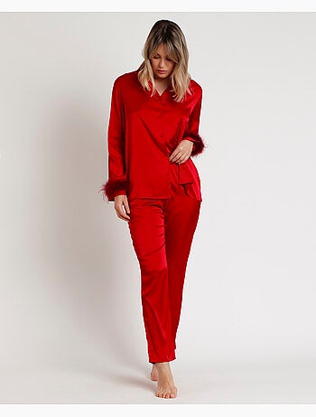 Pyjama ouvert à manches longues pour femme ADMAS CLASSIC avec plumes de Noël Marabu Luxe
