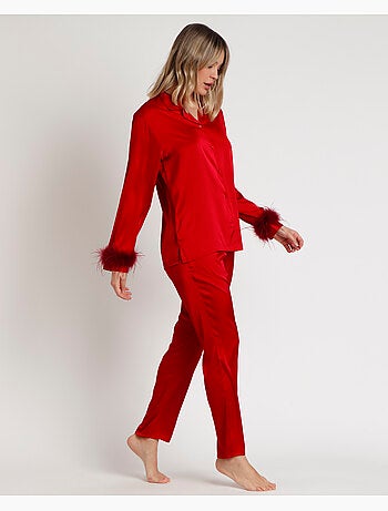 Pyjama ouvert à manches longues pour femme ADMAS CLASSIC avec plumes de Noël Marabu Luxe