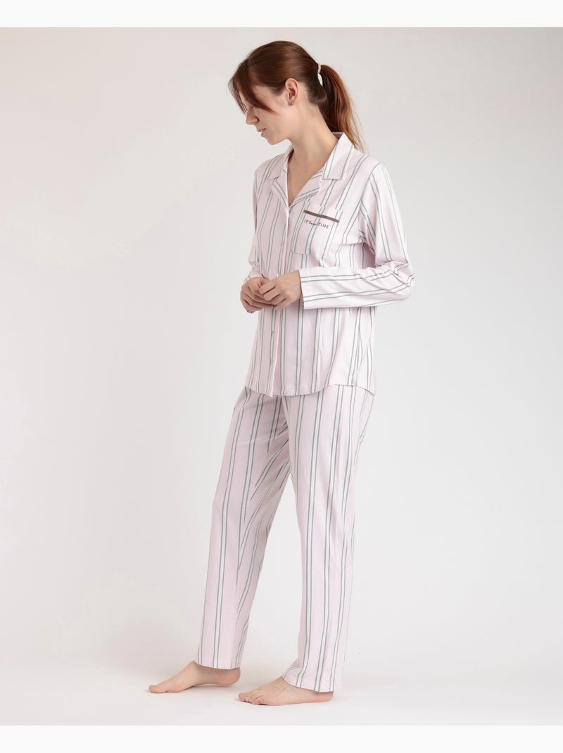 Pyjama ouvert à manches longues pour femme ADMAS CLASSIC Magic Time Rose clair - Kiabi