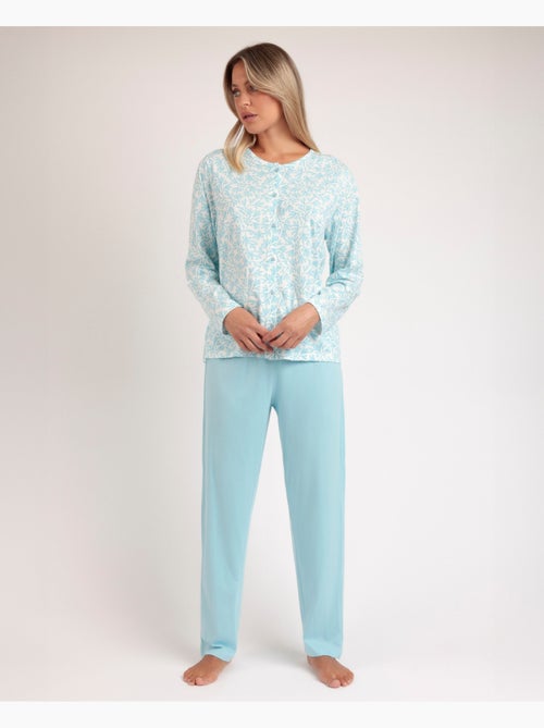 Pyjama ouvert à manches longues pour femme ADMAS CLASSIC, motif feuilles printanières - Kiabi Pyjama ouvert à manches longues pour femme ADMAS CLASSIC, motif feuilles printanières - Kiabi