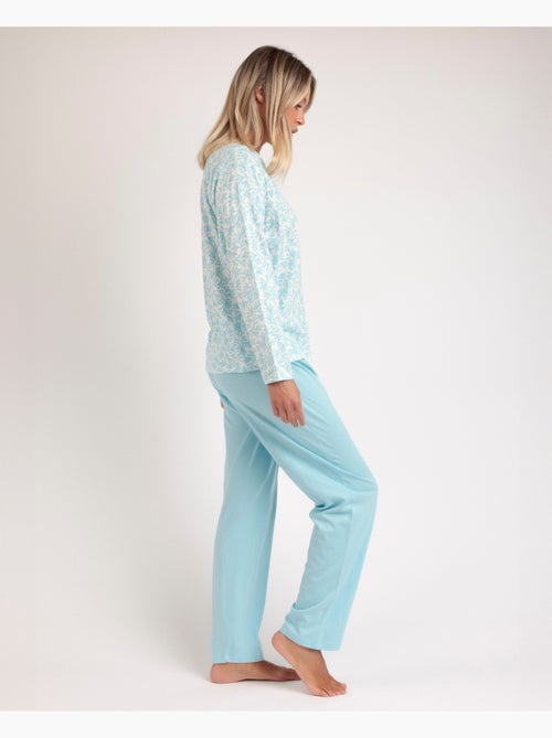 Pyjama ouvert à manches longues pour femme ADMAS CLASSIC, motif feuilles printanières - Kiabi Pyjama ouvert à manches longues pour femme ADMAS CLASSIC, motif feuilles printanières - Kiabi