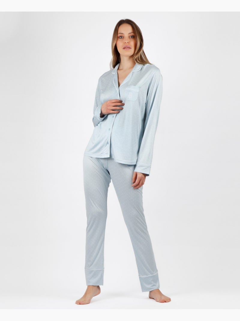 Pyjama ouvert à manches longues pour femme ADMAS CLASSIC Soft Secret Bleu - Kiabi