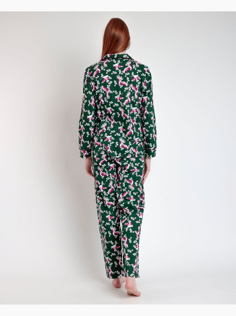 Pyjama ouvert à manches longues pour femme ADMAS GARDEN Wild Nature Vert - Kiabi